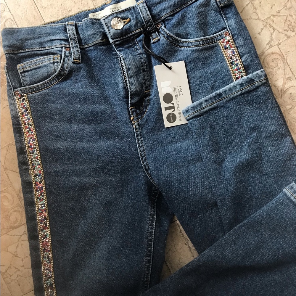 TOPSHOP JAMIE HIGH WAIST ANKLE GRAZER JEANS